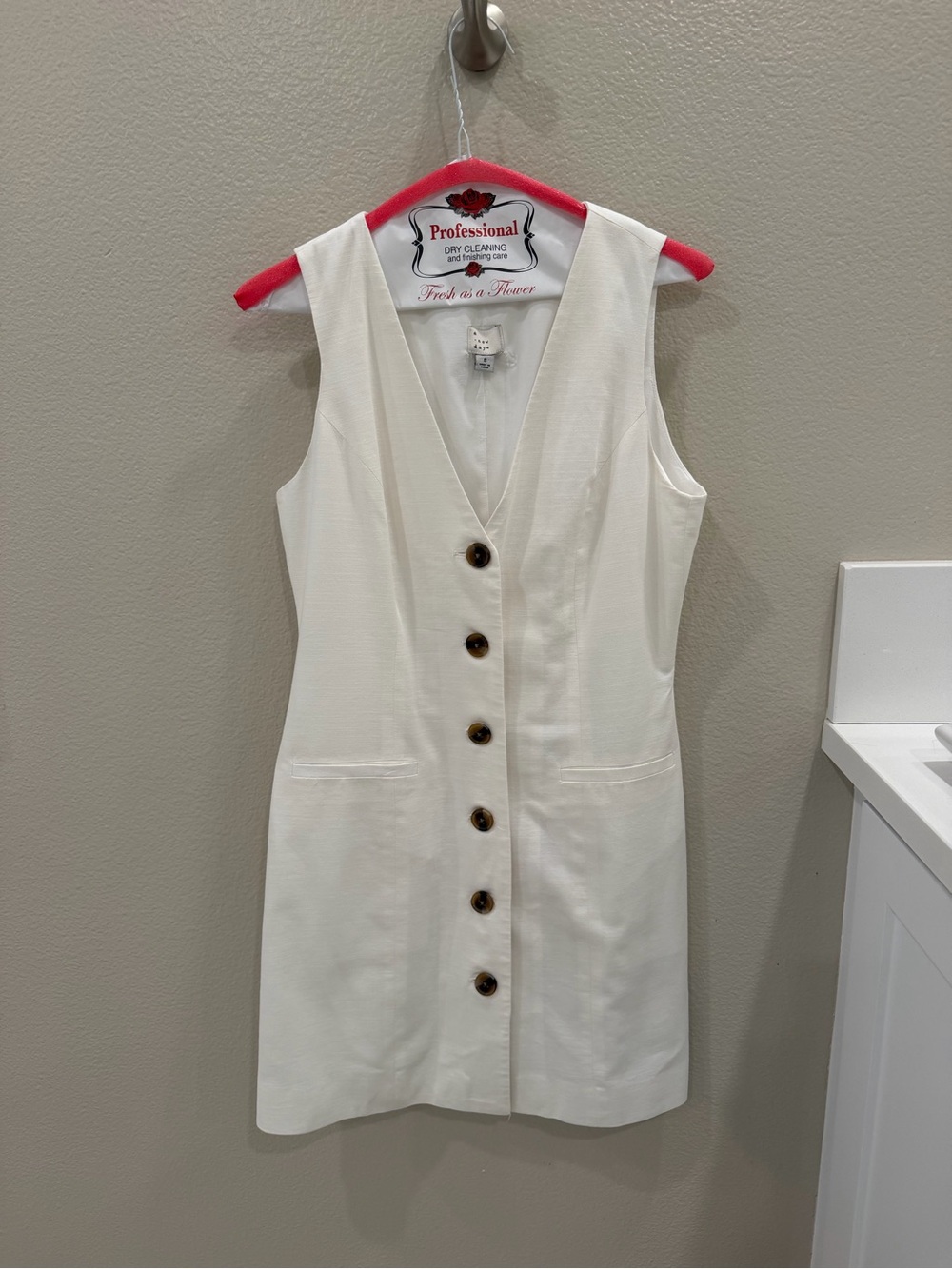 a new day Cream Button-Front Sleeveless Midi Dress